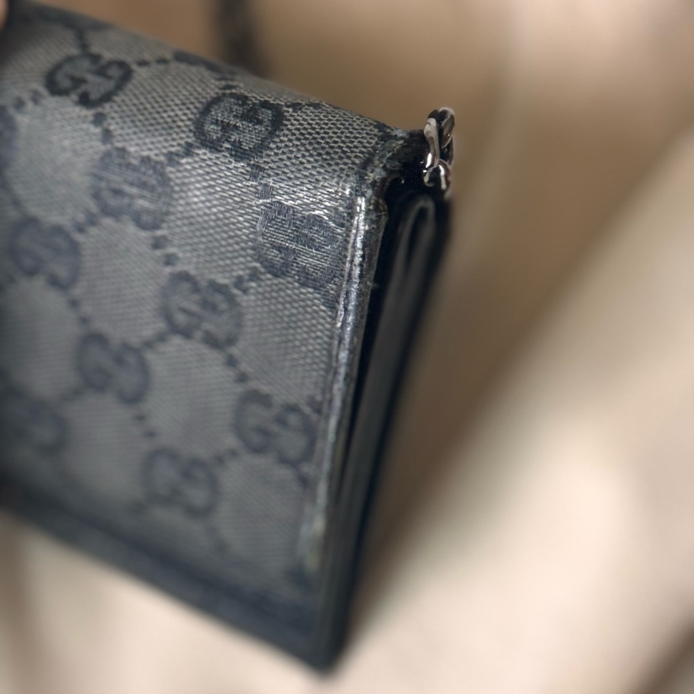 Gucci Monogram Wallet/Crossbody with 42” gunmetal chain - Picture 5 of 10